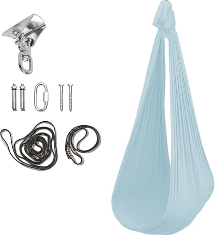 Hängeschaukel aus Nylon – 150x90 cm – gemütliche Schaukel für Zuhause & Garten – bis 100 kg – inkl. Montageset – Indoor & Outdoor – Farbe: Blau