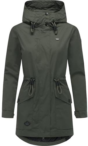 Ragwear leichte Damen wasserdichte Übergangsjacke kurze Jacke mit Taillenzugband und verstellbarer Kapuze Alysa YOUMODO XS-6XL