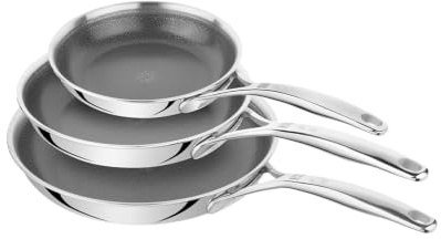 ZWILLING Peak - Set di 3 padelle antiaderenti (20, 24, 28 cm), in acciaio inossidabile, rivestimento antiaderente a nido d'ape, Particolarmente resistente ai graffi, Adatto a tutti i tipi di piano