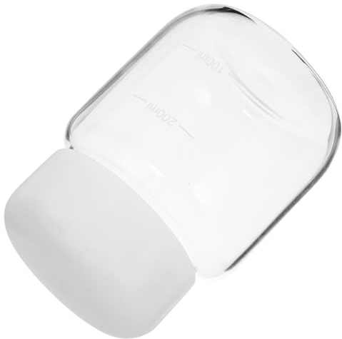 HOMSFOU Bouteille Portable en Verre Borosilicate 300 Ml, Transparente Graduation, Adaptée pour Café, Thé, Sport et Activités Extérieures