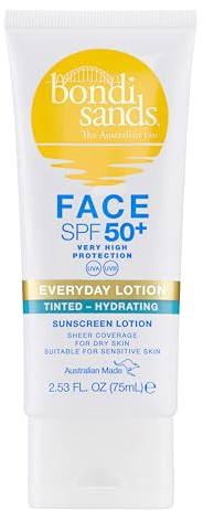 Bondi Sands Everyday Tinted Face Lotion SPF 50+ – Getönt, 75 ml | Getönter Gesichtssonnenschutz, LSF 50+, UVA-/UVB-Schutz, für trockene, empfindliche Haut