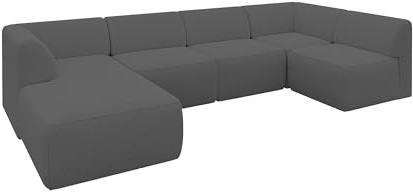 ALTDECOR Ecksofa in U-Form Corner Sofa Bett Eckcouch Couch L-Form Wohnlandschaft Cauchsofa MOVO 345x180x78 Grau