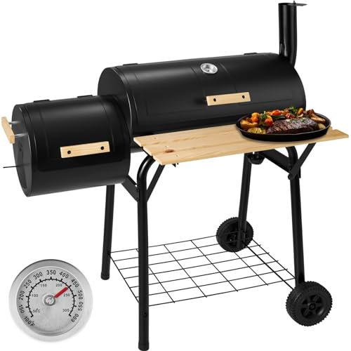 TecTake Barbecue à charbon 3 en 1 avec thermomètre BBQ Barbecue au charbon / Fumer | No. 400821