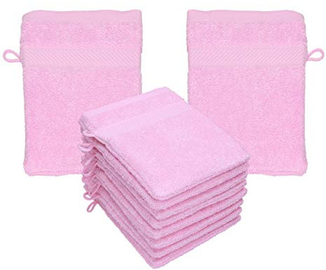 Betz 10 Stück Waschhandschuhe Palermo 100% Baumwolle Waschlappen Set Größe 16x21 cm Farbe rosé