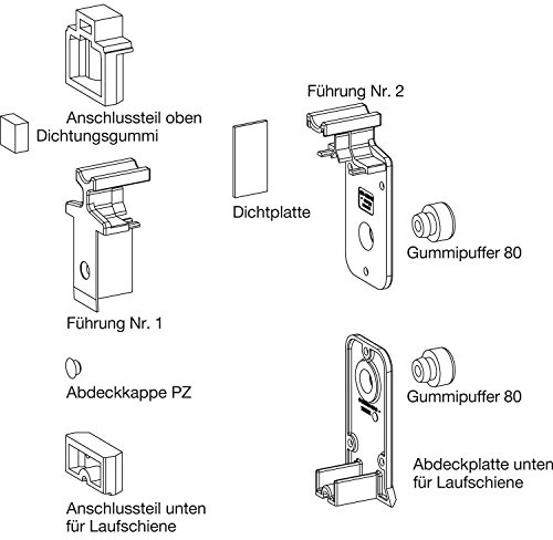 GU HS Zubehör-Beutel für Führungsschiene P1850, Laufschiene H= 5 mm, schwarz
