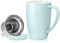 LOVECASA, Teetasse mit Teesieb aus Porzellan, große Tasse, Teesieb mit Filter aus Edelstahl, 450 ml, Tasse mit Deckel
