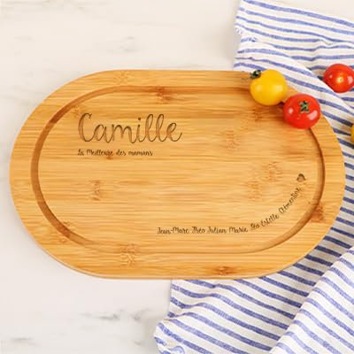 CADEAUX.COM - Planche à Découper Ovale Personnalisable en Bois - Mes petits amours - Idée Cadeau Personnalisé Avec Prénom et Message - Cadeau Noel