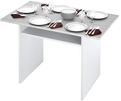 EGLEMTEK Tavolo Consolle Allungabile A Libro Bilbao 35-70 Cm, Tavolo Salvaspazio Multiposizione, Design Moderno Ed Elegante, Tavolo Consolle Per Casa E Ufficio, Colore Bianco Grigio Cemento