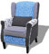 yorten Landhausstil Patchwork Armsessel Polstersessel Sessel Relaxsessel Loungesessel, Holz, Blumen Blau und Weiß 68 x 73 x 101 cm