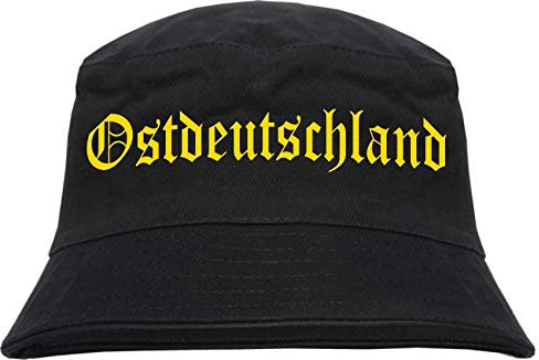 sostex Ostdeutschland Fischerhut - Druckfarbe Gold - Bucket Hat L/XL Schwarz