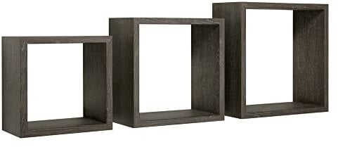 MODULARREDO | INCUBO Set di 3 Mensole da Muro, 35x35 p15.5 cm 30x30 p15.5 cm e 25x25 p15.5 cm, Rovere Scuro