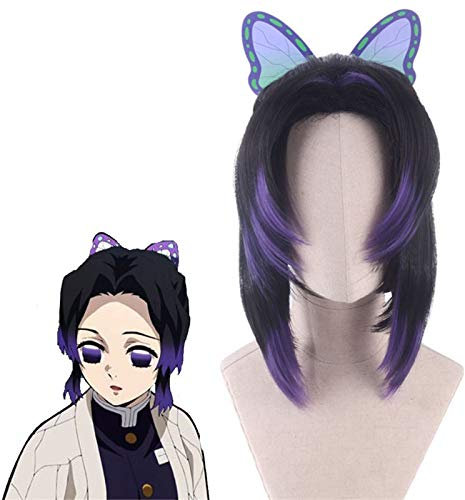 Dämonentöter Kimetsu No Yaiba Kochou Shinobu Perücke Cosplay Kostüm Hitzebeständiges synthetisches Haar Frauen Perücken und Haarschmuck PL-586