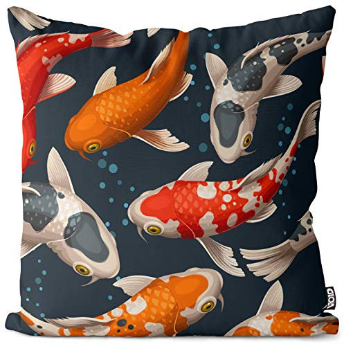 VOID Koi Karpfen Fische Kissenbezug Kissenhülle Sofakissen Kissen Deko Outdoor-Kissen Dekokissen, Kissen Größe:40 x 40 cm