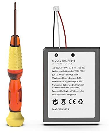 1560mAh Replacement Battery for PS5 Controller,Rechargeable Built-in Lithium Battery 3.65V for DualSense Game Controller
