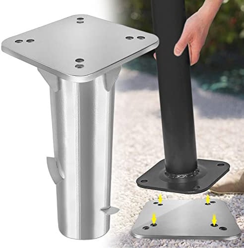 YRHome Schirmständer Universal Bodenplatte Bodenhülse für Ampelschirme Sonnenschirm Sonnenschirmständer Gartenschirm Kurbelschirm Außen Robust Bodenanker Bodenhülse Silber