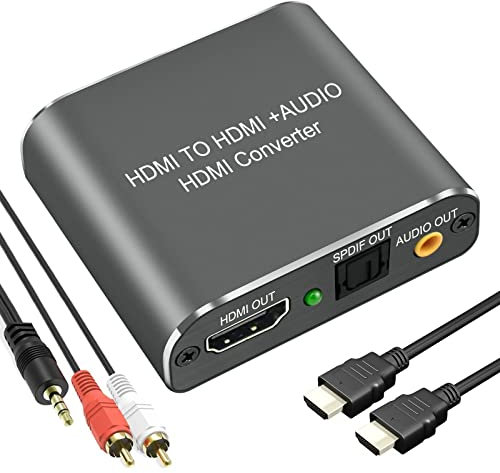 HDMI 2.0 Audio Extractor, Snxiwth 4K@60Hz HDMI to Optical SPDIF Toslink and 3.5mm Stereo Audio Converter Support 1080P 120Hz HDCP 2.2 HDR 3D for Blu-ray DVD Player PS5 Xbox One