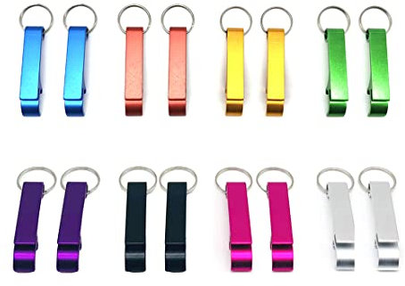 Zimjoy 16 Piezas Llavero Cerveza Abridor de Botellas Abrebotellas con Anilla Multifunción Abrelatas con Metal Llavero Abridor de Barra Metal Sacacorchos Aluminio, para Bodas Fiestas Picnic Viajes