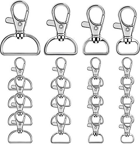20 Stück Schlüsselkarabiner Schwenker Karabiner Schlüsselanhänger mit D-Ring Schlüsselringe Edelstahl mit 360° drehbarem Ösenring für Makramee Zubehör und DIY Handwerk (Innenbreite 12 16 20 25 mm)