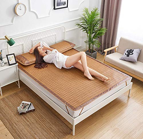 Kühlende Sommermatratze, Faltbare Eisseide Glatte Schlafmatte Atmungsaktives Klimapolster für Schlafzimmer Doppelbett Student,Brown-180 * 200cm