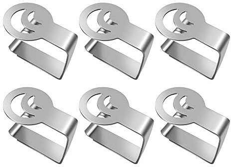 Gativs Tischtuchklammer 6 Stück Edelstahl Tischklammern Tischdecke Klammern Tischdeckenhalter Edelstahl Tischdeckenclips Tischdeckenklemmen Tischklammern Tischtuch Klammer für Outdoor Party Silber
