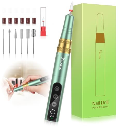 YBLNTEK Nagelfräser Kabellos, 35000 U/min Nagelfeile Elektrisch fräser nägel Set für Naturnägel Gelnägel, Elektrische Nail File Akku Nagelfeile Maniküre Set für Acrylnägel, Nagelhaut (Hellgrün)