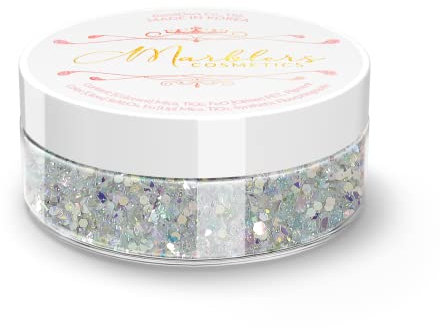 MARBLERS Cosmetic Grade Chunky Glitter [Mixed Silver] 0.18oz (5g) | Flake | Shape | Non-Toxic | Vegan | Cruelty-Free | Eyeshadow, Nail Polish, Nail Art | Festival, Rave & Party Makeup | Body & Face