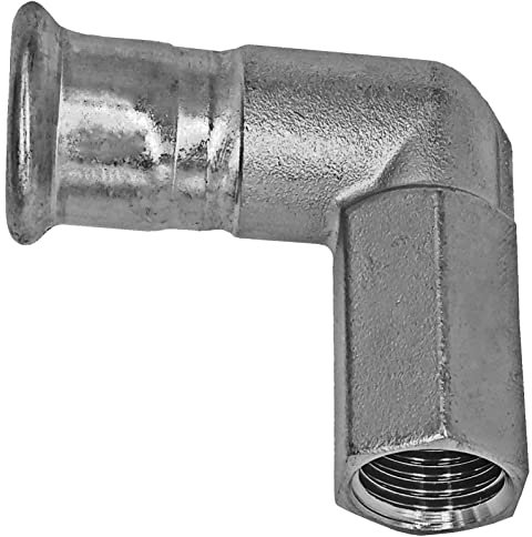 Pressfitting aus Edelstahl M-Kontur | Übergangswinkel 90 Grad i/IG | 22 mm x 3/4 Zoll