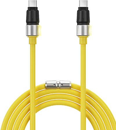 sharge USB-C-auf-USB-C-Kabel, 240 W (5 A), 1,2 m langes Silikon-Typ-C-Schnellladekabel für iPhone 15/15 Pro MacBook, iPad, Samsung Galaxy S24, Pixel, Switch, Steam Deck (Gelb)