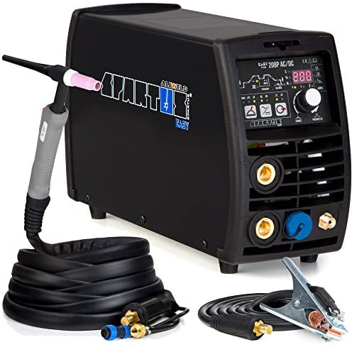 Spartus EasyTIG 208P AC/DC - 200 A WIG Schweißgerät AC DC 230 V - Puls und MMA - Schweißen von Edelstahl - Pre Flow und Post Flow - Möglichkeit Fernsteuerung, Set: Solo
