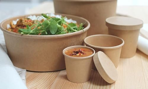 4oz Kraft Paper Portion Pots with Lids - Pack of 100