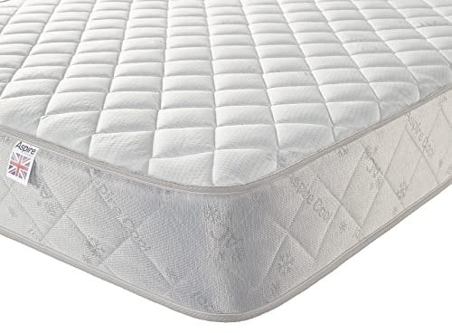 Aspire Beds Diamond Zone Hybrid + gefederter & Eco-Schaum, mittlere Härte, Premium Economy Matratze, Memory Polyurethan Schaumstoff, weiß, Einzelbett