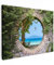 MuchoWow© Leinwandbild 80x60 cm Dekoration Wohnzimmer Bilder Aufhängen Wall Decoration Living Room Wohnungs Deko Moderne Strand - Fensterblick - Tropisch - Strandkorb