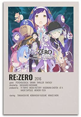 xze Anime Re Zero Poster, Raumdekoration, Leinwand, ästhetischer Posterdruck, Wandkunst, Dekoration, Poster, 30 x 45 cm, ungerahmt
