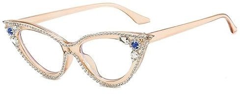 MUTYNE Luxus-Diamant-Cat-Eye-Brillengestelle, Anti-Blaulicht, optisch, Damenmode, Strass-Brillen, Brillen, Einheitsgröße