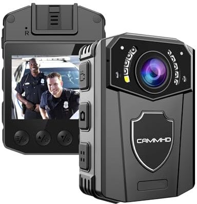 CAMMHD Z3 Bodycam 1440P 130°Sichtfeld, 3000mAh Körperkamera kontinuierliche Aufzeichnung 8–10 Stunden, Body Cam Wasserdicht Infrarot-Nachtsicht Geeignet für Polizei Feuerwehr usw(32G)