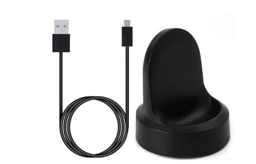 Caricabatterie compatibile con Samsung Gear S3/S2, caricatore dock con cavo di ricarica USB, colore: Nero