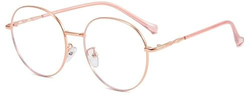 PARWANA Retro Runde Computer Leser Anti Blau Licht Mode Lesebrille Anti Augen Belastung Flache Licht Spiegel Brillen (Color : Rose-Gold, Size : +150)