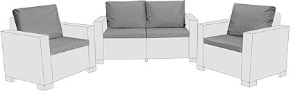 Sapphire Collection Outdoor Garden Rattan seat cushions Water Resistant Pad for Keter Allibert California Furniture Patio Chair Cushion Only Padding (8 Pc Grey Patio Set)