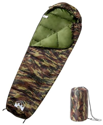 vidaXL Mumienschlafsack, Schlafsack für Erwachsene, Leichtschlafsack für Camping Trekking Reisen Outdoor, Deckenschlafsack für 3 Jahreszeiten