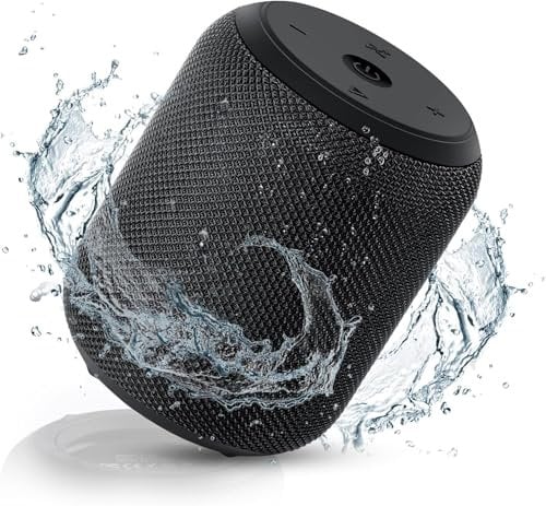 NOTABRICK Bluetooth Speaker, Portable Speakers with 15W Stereo Pairing Wireless Blue Tooth 5.0 TWS Mic, IPX67 Waterproof, 15H Playtime Small Music Gift for Beach Home Outdoor Party (Black)