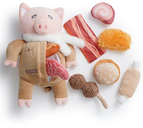 Nocciola 9-in-1 Verstecken und Suchen Hundespielzeug Set - Pilot Schwein | Interaktives Schnüffel-Puzzle, Süßes Intelligenzspielzeug, Denkspiel und Geschenk für Welpen, Kleine bis Große Hunde