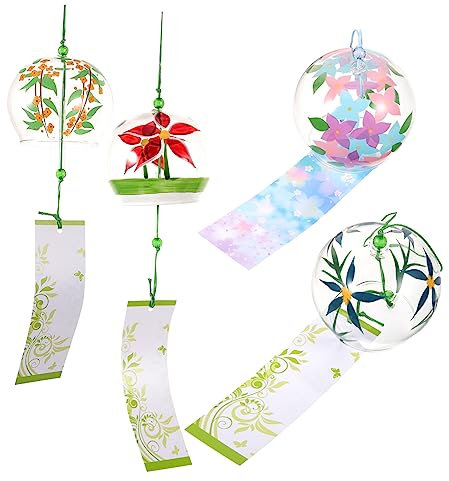 VINTORKY 4 Pièces Pendentif De Cloche À Vent en Verre pour Jardin Carillons Éoliens Créatifs Cloche À Vent De Balcon Cloches À Vent Décoratives Pendentif Décor Suspendu De Mariage