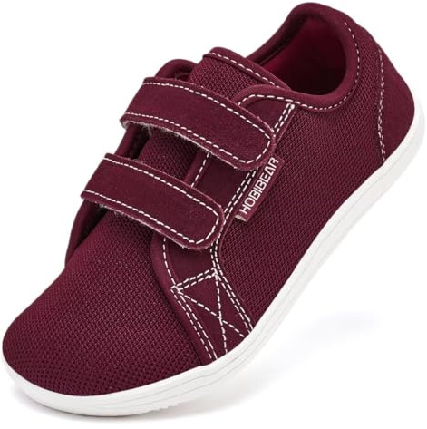 HOBIBEAR Kids Wide Barefoot Shoes for Boys Girls Outdoor Trail Running Minimalist Walking Shoes(Wine Red,10 UK Child)