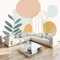 3D Panoramique Murale Bohème Feuilles Simples Formes Papier Peint Intissé 200x140 cm pour Salon Chambre Enfant Chambre Décoration Murale Poster Tableaux Photo Muraux