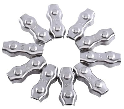 XIOKLM 10 Stück M3 3 mm Duplex-Clips, Edelstahl, Drahtseilgriffe, Klemmen, Messschieber