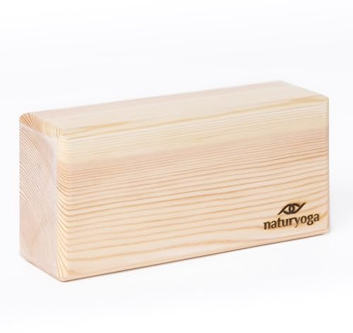 Bloque de Yoga 100% de Madera de Pino Natural - Práctica de Yoga Iyengar - Bloque Yoga Madera Tacto Natural 23 x 11 x 7cm (Madera de pino (1 unidad))