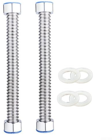 2Pcs Water Heater Hose, Stainless Steel Water Intake Hose, With 4 Silicone Gaskets, For Gas Water Heaters, Wall-mounted Boilers, And Water Dispensers