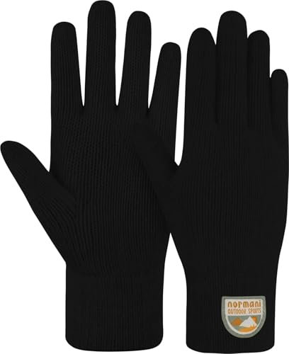 normani Unisex Kinder Merino Handschuhe Winterhandschuhe Strickhandschuhe gestrickte Fäustlinge Fingerhandschuhe aus 100% Merinowolle für Junge und Mädchen Farbe Schwarz Größe 3-6 Jahre