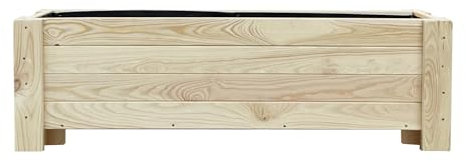 Macetero de madera de pino 120 x 33 x 35 cm, jardinera elevada para balcón, incluye fieltro