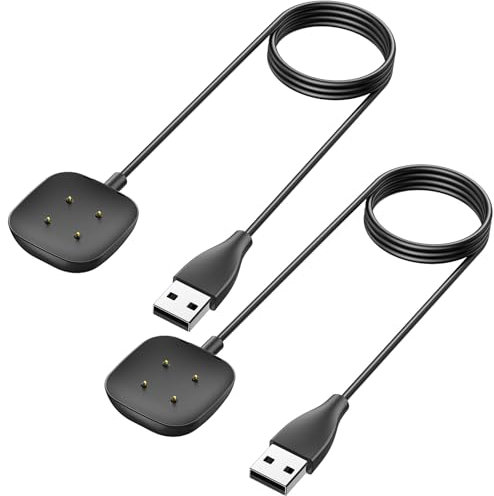 Yisica [2 Pack 1M] USB C Charger for Fitbit Versa 4 Chargers & Fitbi t Sense 2 Chargers, Replacement Type-C Magnetic Charging Cable for Fitbit Versa 4/3/Sense/2